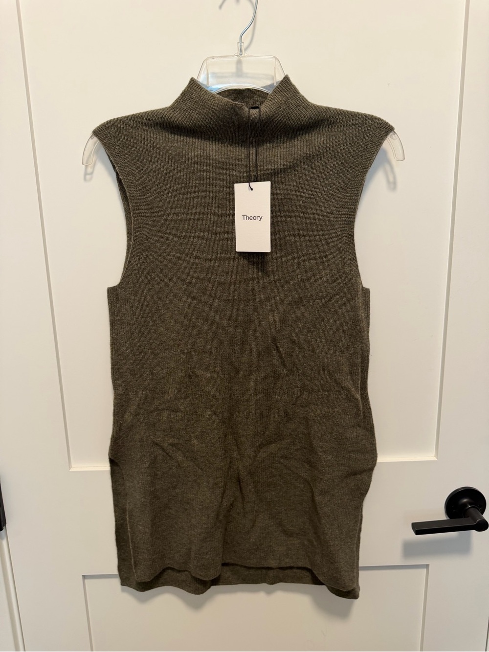 $295 NWT Theory Small Dark Rosemary Melange High Wool Cash Mock Neck Shell